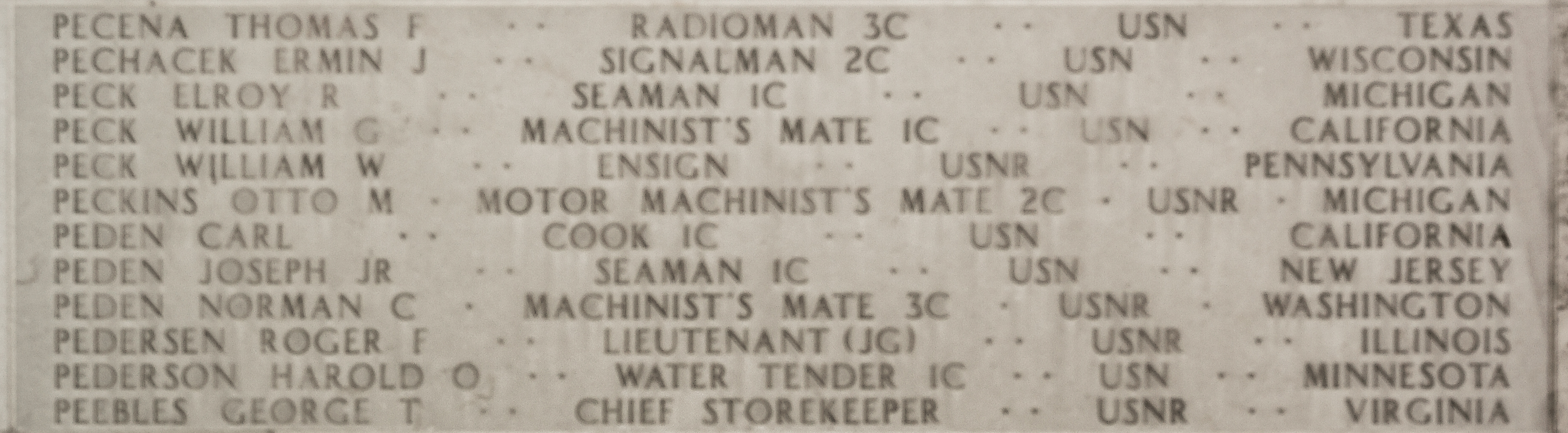 Ermin J. Pechacek, Signalman Second Class